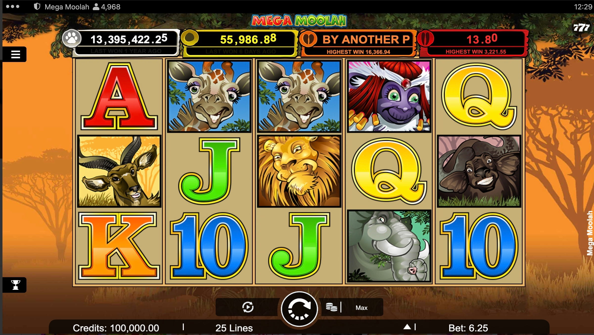 mega moolah play